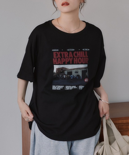 210nouve(トゥージュヌーブ)の「オーバーサイズ フォトプリント Tシャツ(Tシャツ/カットソー・レディース・ブラウン/ホワイト/ブラック・FREE)」の21枚目の写真