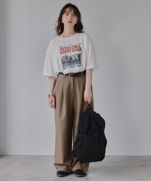 210nouve(トゥージュヌーブ)の「オーバーサイズ フォトプリント Tシャツ(Tシャツ/カットソー・レディース・ブラウン/ホワイト/ブラック・FREE)」の19枚目の写真