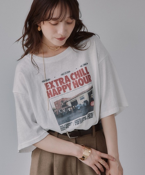210nouve(トゥージュヌーブ)の「オーバーサイズ フォトプリント Tシャツ(Tシャツ/カットソー・レディース・ブラウン/ホワイト/ブラック・FREE)」の17枚目の写真