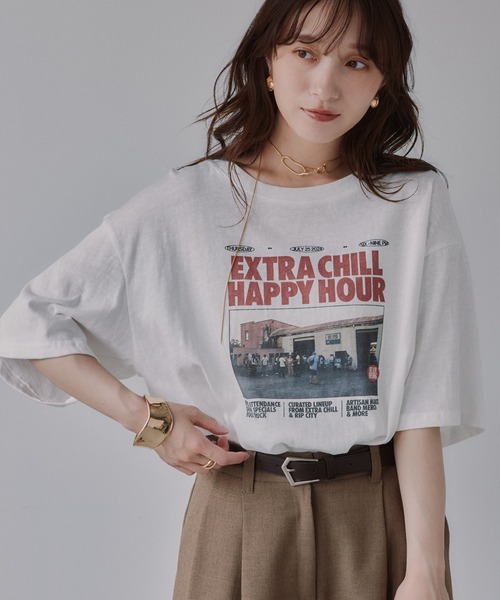 210nouve(トゥージュヌーブ)の「オーバーサイズ フォトプリント Tシャツ(Tシャツ/カットソー・レディース・ブラウン/ホワイト/ブラック・FREE)」の18枚目の写真