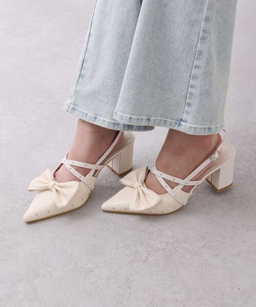 OLIVE des OLIVE(オリーブデオリーブ)の「【Belle Charme】Studded Ribbon Mules(その他シューズ・レディース・レオパード/アイボリー/ブラック・MEDIUM/LARGE/SMALL)」の15枚目の写真