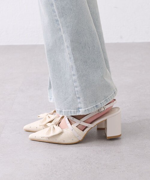 OLIVE des OLIVE(オリーブデオリーブ)の「【Belle Charme】Studded Ribbon Mules(その他シューズ・レディース・レオパード/アイボリー/ブラック・MEDIUM/LARGE/SMALL)」の18枚目の写真