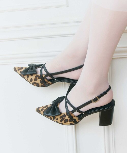 OLIVE des OLIVE(オリーブデオリーブ)の「【Belle Charme】Studded Ribbon Mules(その他シューズ・レディース・レオパード/アイボリー/ブラック・MEDIUM/LARGE/SMALL)」の10枚目の写真