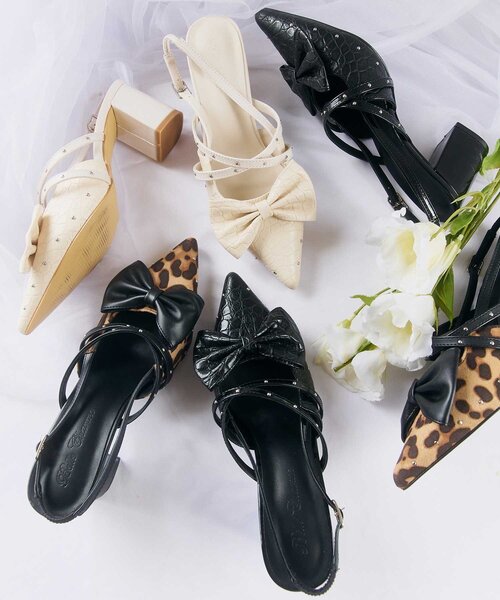 OLIVE des OLIVE(オリーブデオリーブ)の「【Belle Charme】Studded Ribbon Mules(その他シューズ・レディース・レオパード/アイボリー/ブラック・MEDIUM/LARGE/SMALL)」の14枚目の写真