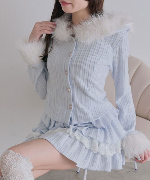 OLIVE des OLIVE(オリーブデオリーブ)の「ケーブルパーカー(パーカー・レディース・ブラック/サックスブルー/モカ/オフホワイト/ピンク・FREE)」の4枚目の写真