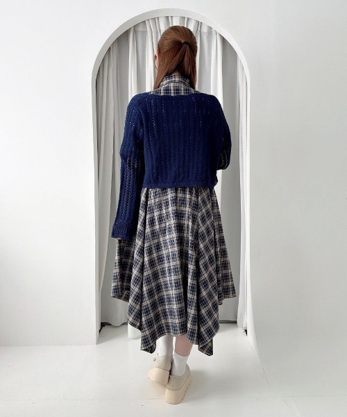 F i.n.t(フィント)の「ランダムヘムチェックボウタイワンピース/fint フィント(ワンピース・レディース・グリーン/ネイビー・FREE)」の16枚目の写真