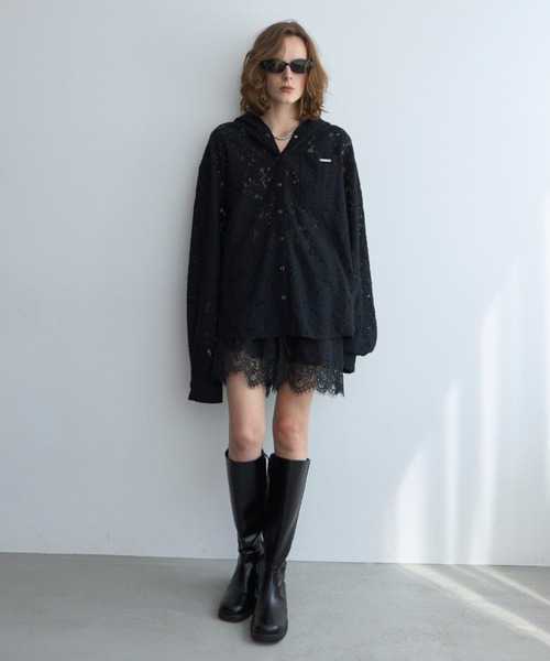JOSE MOON(ジョゼムーン)の「LACE DOCKING SHORT PANTS/レースドッキングショートパンツ(その他パンツ・レディース・ブラック/グレー/ホワイト・FREE)」の4枚目の写真