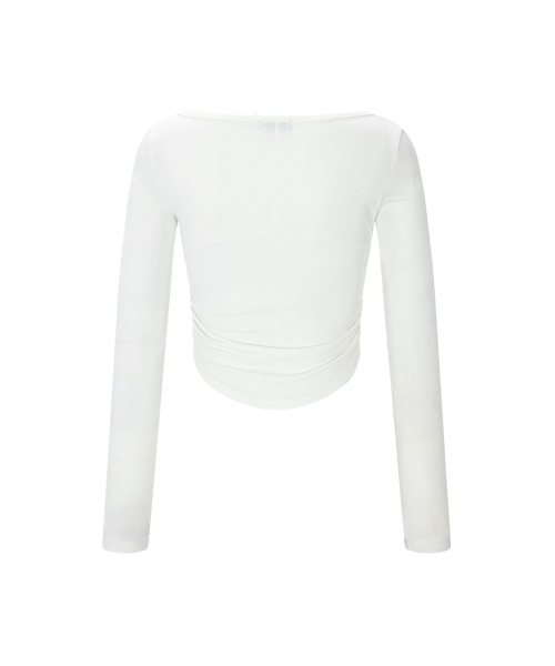 PLEASENOFOLLOW(プリーズノーフォロー)の「Amanda Shirring Long Sleeve Top (White)(Tシャツ/カットソー・レディース・その他・FREE)」の3枚目の写真