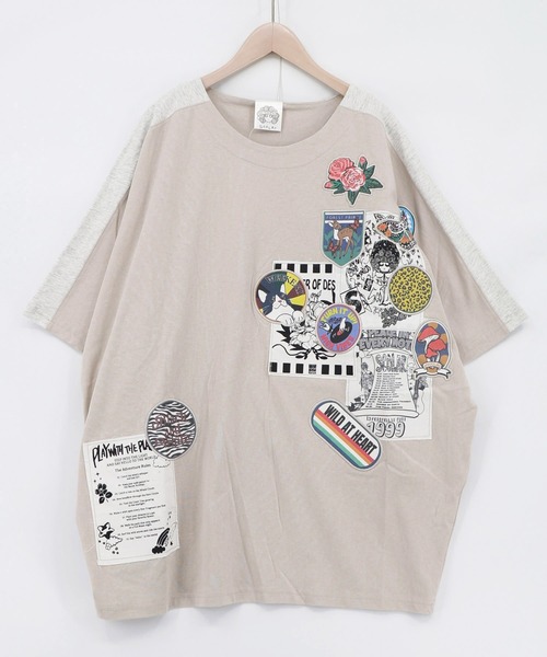 ScoLar(スカラー)の「163629:アップリケ×ワッペン コラージュ風チュニック(チュニック・レディース・ネイビー/カーキ/グレー/ブラック・M)」の3枚目の写真