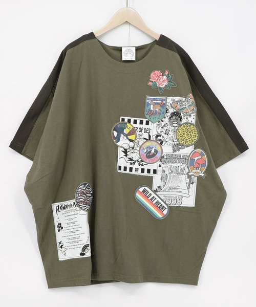 ScoLar(スカラー)の「163629:アップリケ×ワッペン コラージュ風チュニック(チュニック・レディース・ネイビー/カーキ/グレー/ブラック・M)」の4枚目の写真