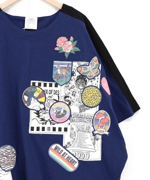 ScoLar(スカラー)の「163629:アップリケ×ワッペン コラージュ風チュニック(チュニック・レディース・ネイビー/カーキ/グレー/ブラック・M)」の16枚目の写真