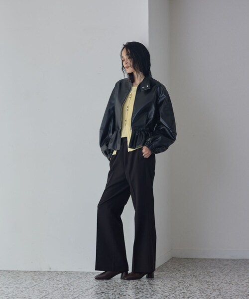 GALLEST(ギャレスト)の「Comfy Slacks|イージーストレートフレアパンツ【セットアップ対応/通勤/カセット服】(その他パンツ・レディース・ブラック/ベージュ/ダークグレー・34/36/40/38)」の9枚目の写真