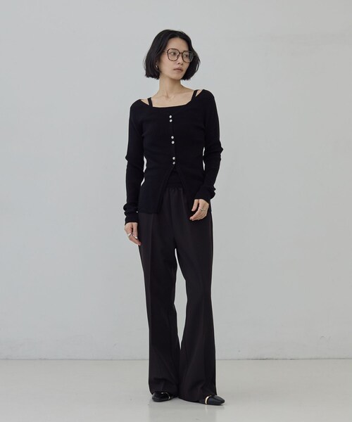GALLEST(ギャレスト)の「Comfy Slacks|イージーストレートフレアパンツ【セットアップ対応/通勤/カセット服】(その他パンツ・レディース・ブラック/ベージュ/ダークグレー・34/36/40/38)」の13枚目の写真