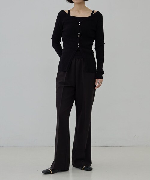 GALLEST(ギャレスト)の「Comfy Slacks|イージーストレートフレアパンツ【セットアップ対応/通勤/カセット服】(その他パンツ・レディース・ブラック/ベージュ/ダークグレー・34/36/40/38)」の15枚目の写真