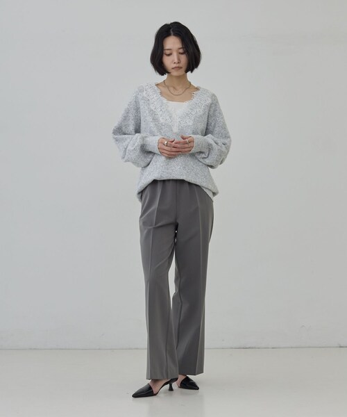 GALLEST(ギャレスト)の「Comfy Slacks|イージーストレートフレアパンツ【セットアップ対応/通勤/カセット服】(その他パンツ・レディース・ブラック/ベージュ/ダークグレー・34/36/40/38)」の20枚目の写真