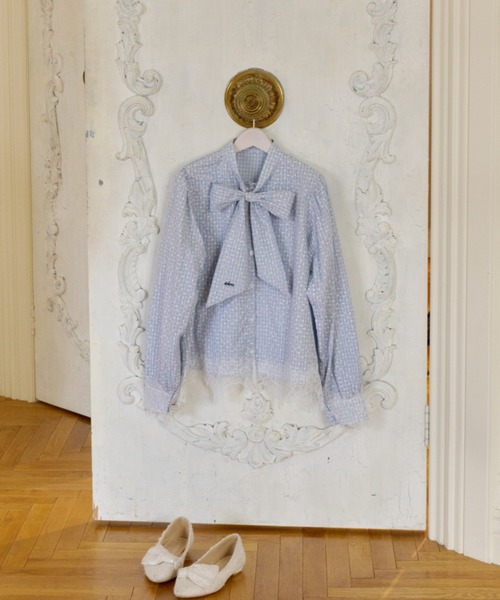 idem(イデム)の「lace bow tie blouse / 裾レースボウタイブラウス(シャツ/ブラウス・レディース・ライトブルー/アイボリー・FREE)」の12枚目の写真