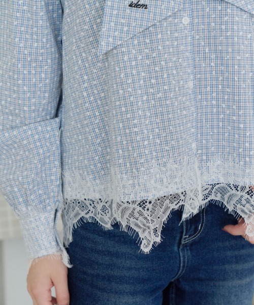 idem(イデム)の「lace bow tie blouse / 裾レースボウタイブラウス(シャツ/ブラウス・レディース・ライトブルー/アイボリー・FREE)」の6枚目の写真
