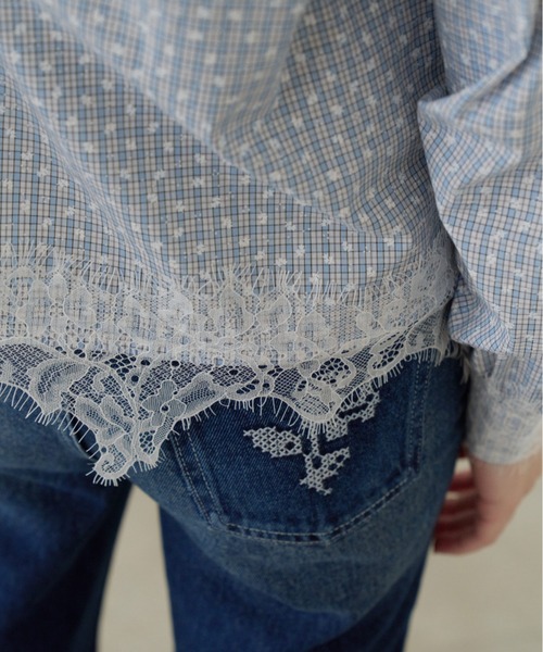 idem(イデム)の「lace bow tie blouse / 裾レースボウタイブラウス(シャツ/ブラウス・レディース・ライトブルー/アイボリー・FREE)」の11枚目の写真