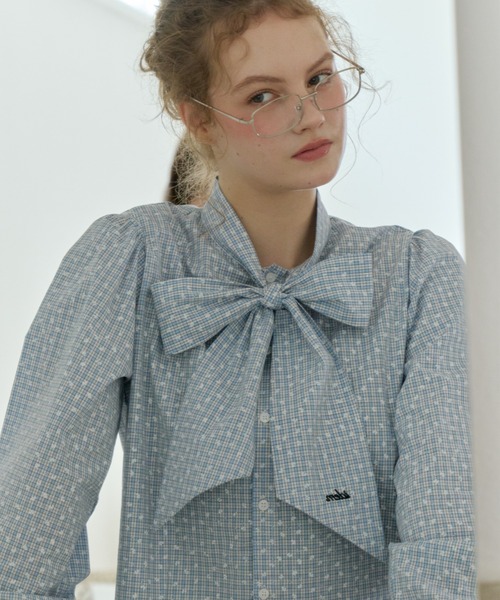 idem(イデム)の「lace bow tie blouse / 裾レースボウタイブラウス(シャツ/ブラウス・レディース・ライトブルー/アイボリー・FREE)」の9枚目の写真