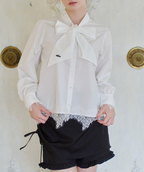 idem(イデム)の「lace bow tie blouse / 裾レースボウタイブラウス(シャツ/ブラウス・レディース・ライトブルー/アイボリー・FREE)」の18枚目の写真
