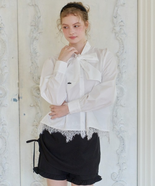 idem(イデム)の「lace bow tie blouse / 裾レースボウタイブラウス(シャツ/ブラウス・レディース・ライトブルー/アイボリー・FREE)」の21枚目の写真