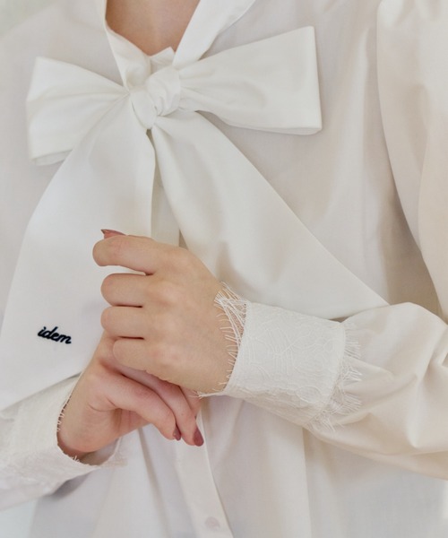 idem(イデム)の「lace bow tie blouse / 裾レースボウタイブラウス(シャツ/ブラウス・レディース・ライトブルー/アイボリー・FREE)」の20枚目の写真