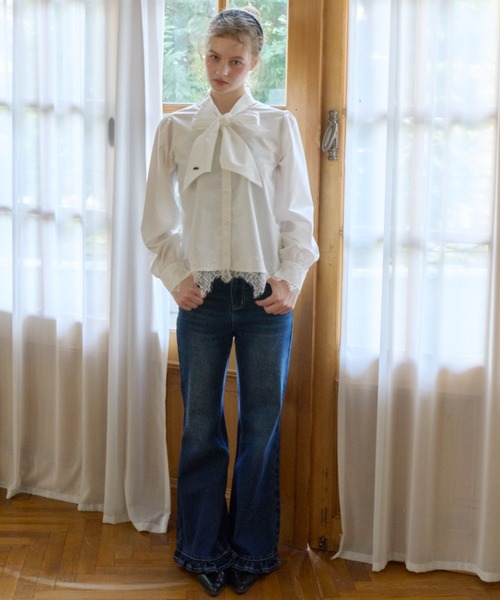 idem(イデム)の「lace bow tie blouse / 裾レースボウタイブラウス(シャツ/ブラウス・レディース・ライトブルー/アイボリー・FREE)」の22枚目の写真