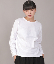 ミニマルソフトRネック長袖TシャツMMS-8A14ホワイト