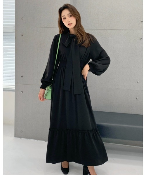 BIRTHDAY BASH(バースデイバッシュ)の「2WAY RIBBON TIERED DRESS(2WAYリボンティアードワンピース)(ワンピース・レディース・ブラック・FREE)」の8枚目の写真