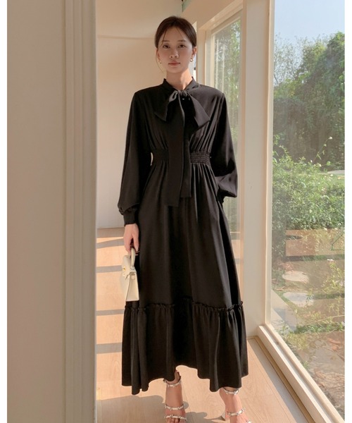 BIRTHDAY BASH(バースデイバッシュ)の「2WAY RIBBON TIERED DRESS(2WAYリボンティアードワンピース)(ワンピース・レディース・ブラック・FREE)」の12枚目の写真