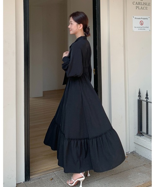 BIRTHDAY BASH(バースデイバッシュ)の「2WAY RIBBON TIERED DRESS(2WAYリボンティアードワンピース)(ワンピース・レディース・ブラック・FREE)」の14枚目の写真