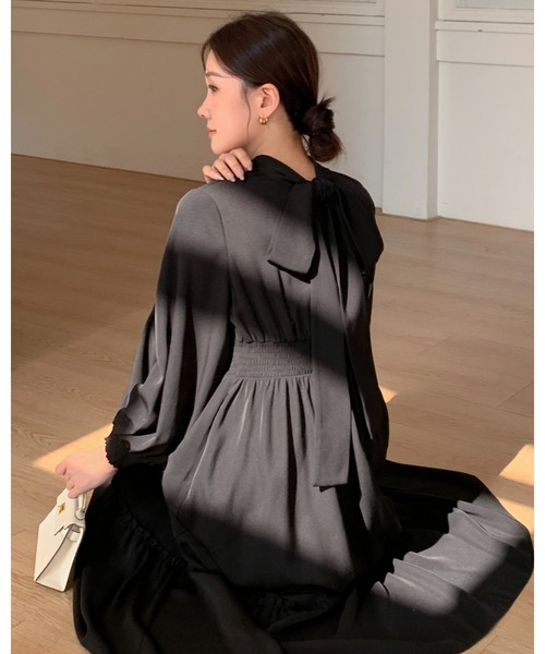 BIRTHDAY BASH(バースデイバッシュ)の「2WAY RIBBON TIERED DRESS(2WAYリボンティアードワンピース)(ワンピース・レディース・ブラック・FREE)」の20枚目の写真