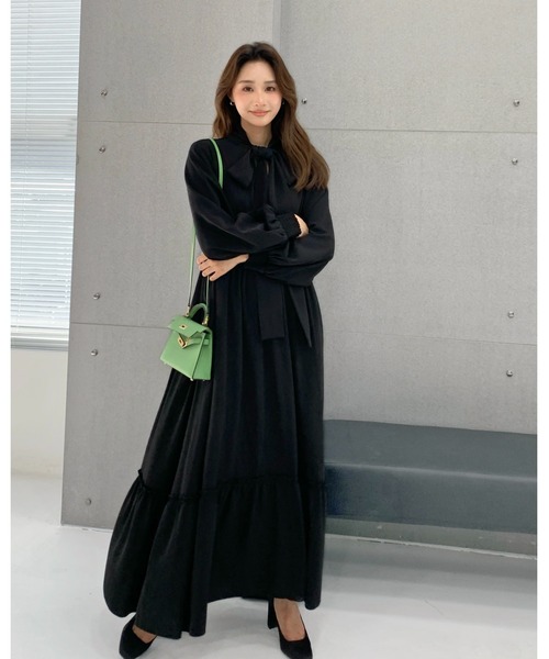 BIRTHDAY BASH(バースデイバッシュ)の「2WAY RIBBON TIERED DRESS(2WAYリボンティアードワンピース)(ワンピース・レディース・ブラック・FREE)」の22枚目の写真