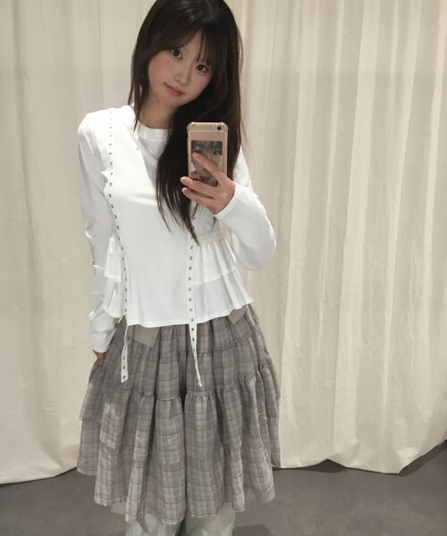 TUOMIO（トゥオミオ）の「シアーチェックレイヤードスカート [BEIGE]（スカート・レディース・その他・F）」の5枚目の写真