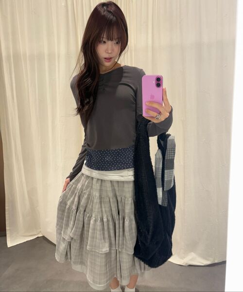 TUOMIO（トゥオミオ）の「シアーチェックレイヤードスカート [BEIGE]（スカート・レディース・その他・F）」の7枚目の写真