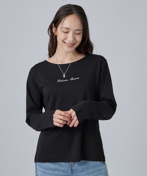 SHOO・LA・RUE(シューラルー)の「【UV/S-LL/洗濯機可】大人上品 ロゴプリントロンT(Tシャツ/カットソー・レディース・ダークブラウン系/ライトグレー系1/ブラック系1/ホワイト系1・04/03/02/01)」の9枚目の写真