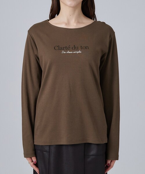 SHOO・LA・RUE(シューラルー)の「【UV/S-LL/洗濯機可】大人上品 ロゴプリントロンT(Tシャツ/カットソー・レディース・ダークブラウン系/ライトグレー系1/ブラック系1/ホワイト系1・04/03/02/01)」の13枚目の写真