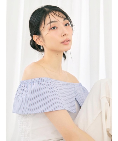BLUE×PALANG(ブルーパラン)の「LUNA STRIPE TOPS(Tシャツ/カットソー・レディース・ホワイト/ネイビー・FREE)」の1枚目の写真