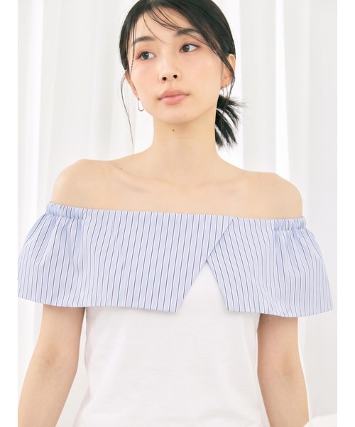 BLUE×PALANG(ブルーパラン)の「LUNA STRIPE TOPS(Tシャツ/カットソー・レディース・ホワイト/ネイビー・FREE)」の3枚目の写真