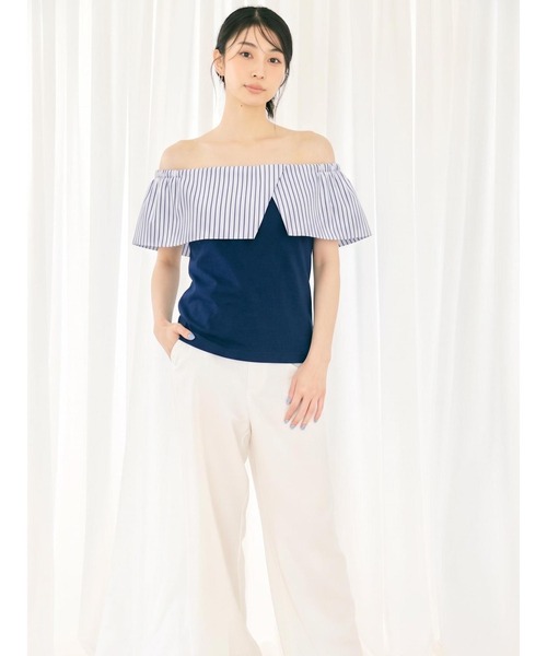BLUE×PALANG(ブルーパラン)の「LUNA STRIPE TOPS(Tシャツ/カットソー・レディース・ホワイト/ネイビー・FREE)」の10枚目の写真