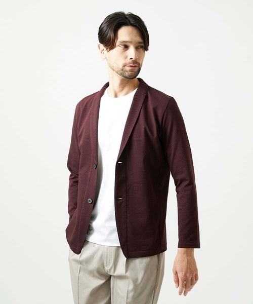 MICHEL KLEIN HOMME   （ミッシェルクランオム）の「《日本製》ブロックショールカラーカーディガン（カーディガン/ボレロ・メンズ・パープル/ネイビー/アイボリー・MEDIUM/LARGE/X-LARGE）」の3枚目の写真