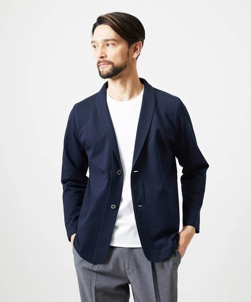 MICHEL KLEIN HOMME   （ミッシェルクランオム）の「《日本製》ブロックショールカラーカーディガン（カーディガン/ボレロ・メンズ・パープル/ネイビー/アイボリー・MEDIUM/LARGE/X-LARGE）」の11枚目の写真