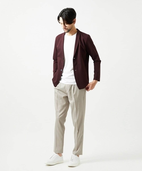 MICHEL KLEIN HOMME   （ミッシェルクランオム）の「《日本製》ブロックショールカラーカーディガン（カーディガン/ボレロ・メンズ・パープル/ネイビー/アイボリー・MEDIUM/LARGE/X-LARGE）」の8枚目の写真