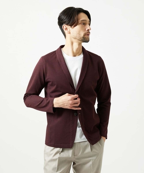 MICHEL KLEIN HOMME   （ミッシェルクランオム）の「《日本製》ブロックショールカラーカーディガン（カーディガン/ボレロ・メンズ・パープル/ネイビー/アイボリー・MEDIUM/LARGE/X-LARGE）」の7枚目の写真