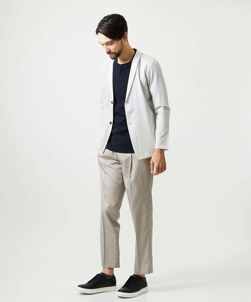 MICHEL KLEIN HOMME   （ミッシェルクランオム）の「《日本製》ブロックショールカラーカーディガン（カーディガン/ボレロ・メンズ・パープル/ネイビー/アイボリー・MEDIUM/LARGE/X-LARGE）」の22枚目の写真
