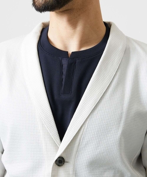 MICHEL KLEIN HOMME   （ミッシェルクランオム）の「《日本製》ブロックショールカラーカーディガン（カーディガン/ボレロ・メンズ・パープル/ネイビー/アイボリー・MEDIUM/LARGE/X-LARGE）」の18枚目の写真