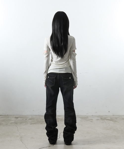 41PRAY(サイルプレイ)の「マルチパネルデニムパンツ / ブラック(デニムパンツ・レディース・その他・MEDIUM/LARGE/SMALL)」の6枚目の写真