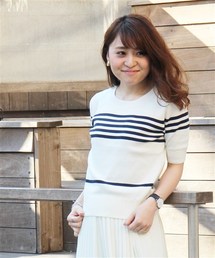 LIMITLESS LUXURY | 《予約》12Gハーフミラノ ボーダープルオーバー◆(ニット/セーター)