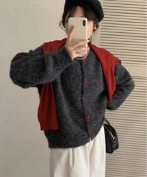 ハート ボタン ニット カーディガン