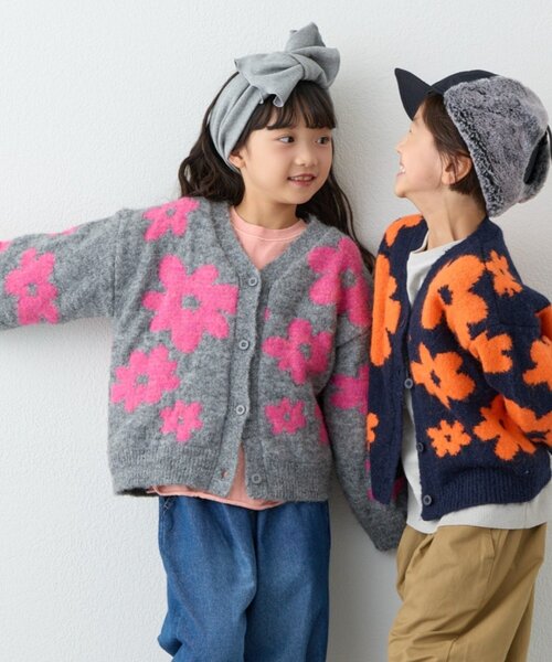KIDS】【ZOZO限定】総柄フラワーニットカーデ（カーディガン/ボレロ